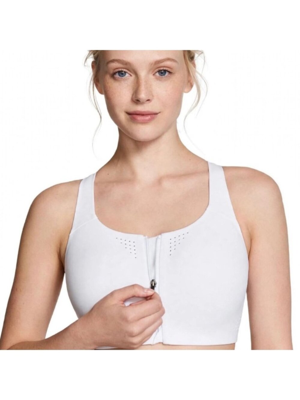 Victoria's Secret White Front-Zip Performance Sports Bra 32DDD